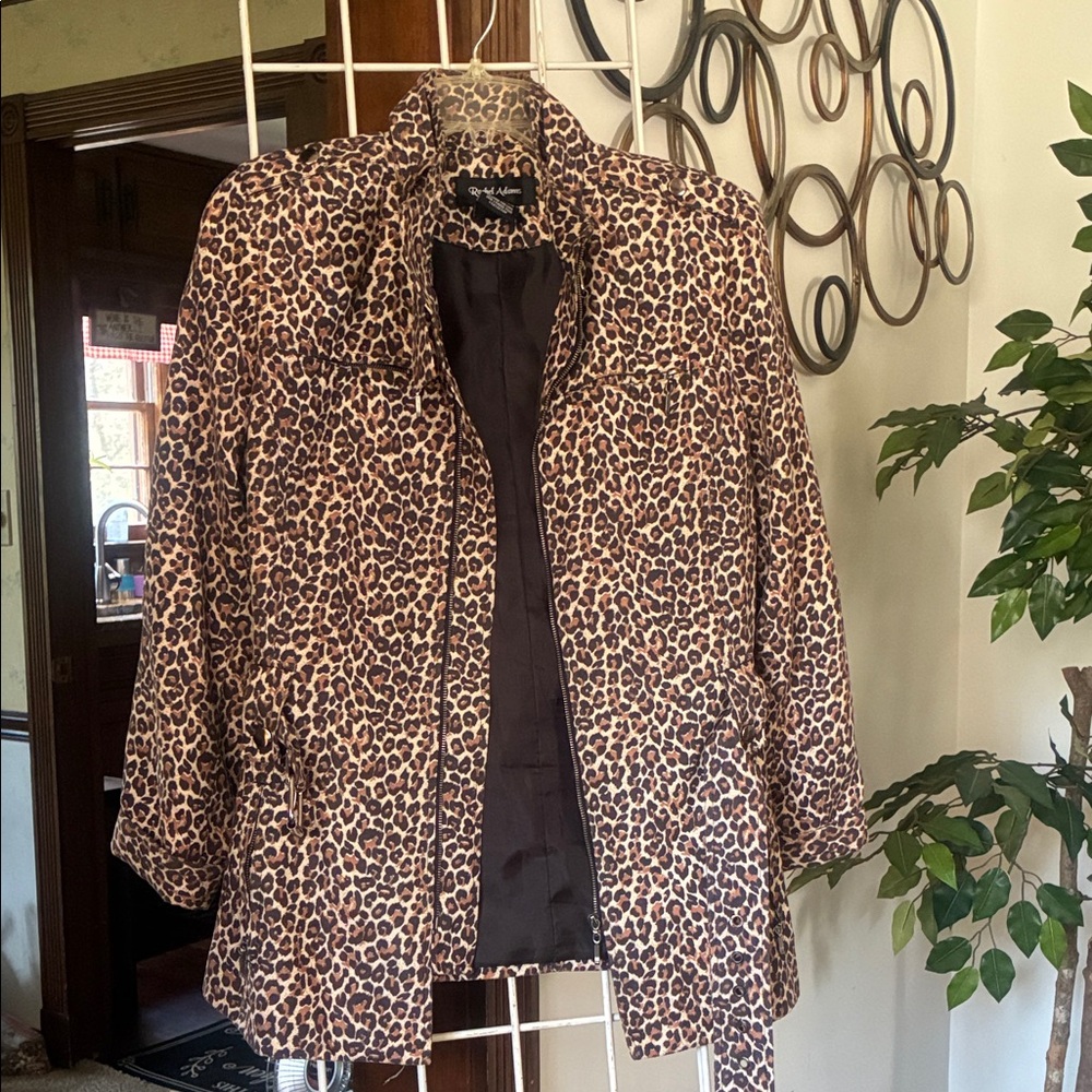 Leopard Print Women's Blazer Jacket - Brown/Black